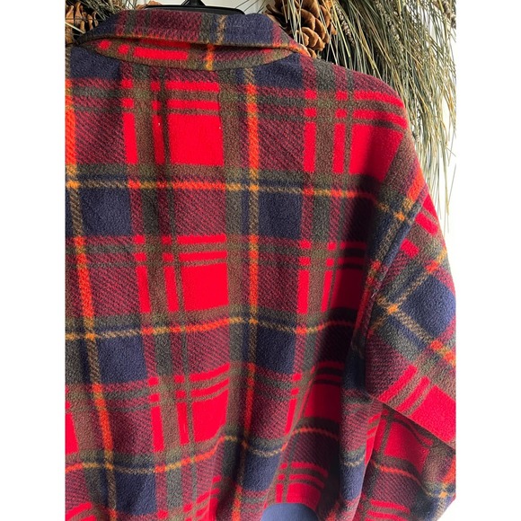 Vintage Fleece Bomber Lightweight Tartan Plaid Jacket Made in Nepal - Picture 10 of 12